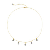 Delicate Dual-Tone Drop Necklace | 14K Gold & Gunmetal Plating | Marquise CZ Charms | Fine Layering Jewelry Manufacturer