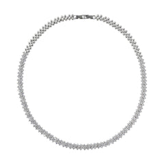 Platinum Plated Zirconia Tennis Necklace | Modern Minimalist Design | OEM/ODM Fashion Jewelry