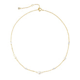 Freshwater Pearl & Zircon Necklace | Brass / 925 Silver | 14K Gold Plating