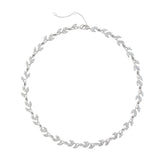 Platinum Plated Leaf Zirconia Necklace | Elegant Nature-Inspired Design | OEM/ODM Fashion Jewelry