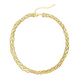 Multi-Strand Braided Statement Necklace – Brass 14K Gold Plated, High-Shine Finish