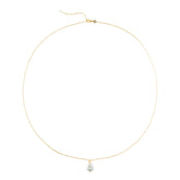 23ct Gold Plated Long Necklace with Natural Coin Pearl Pendant – 925 Sterling Silver