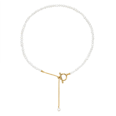 Elegant Irregular Freshwater Pearl Necklace with Sculptural OT Clasp