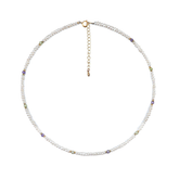Elegant Freshwater Pearl Necklace with Multicolor Zircon Accents | 14K Gold Plated Brass