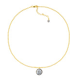 Minimal Round CZ Necklace with Gunmetal Accent | 14K Gold Plated