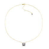 Square CZ Necklace with Gunmetal Bezel – 14K Gold Plated