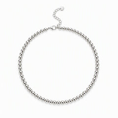 Sleek 6mm Bead Strand Necklace | High-Polish Stainless Steel Ball Choker