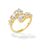 Graduated CZ Statement Ring – 14K Gold Plated Brass | Brilliant 3A Zirconia Shine