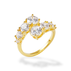 Graduated CZ Statement Ring – 14K Gold Plated Brass | Brilliant 3A Zirconia Shine