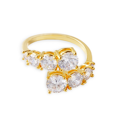 Graduated CZ Statement Ring – 14K Gold Plated Brass | Brilliant 3A Zirconia Shine