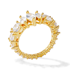 Marquise & Round Cut Eternity Ring | 14K Gold Plated Brass CZ Ring | OEM & Wholesale Fine Jewelry Manufacturer