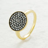 Premium Jet Hematite Crystals Ring