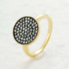 Premium Jet Hematite Crystals Ring