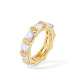 Gold Plated Baguette CZ Eternity Band Ring – Stackable Ring
