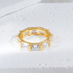 Gold Plated Baguette CZ Eternity Band Ring – Stackable Ring