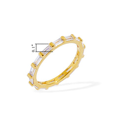 Thin Gold Baguette CZ Eternity Band – Dainty Stackable Ring for Women