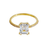 Emerald Cut CZ Ring |Gold-Plated Brass or 925 Silver Manufacturer & Wholesale Supplier