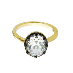 Oval CZ Gunmetal Plated Ring | Dual-Tone Modern Design for OEM Jewelry Brands