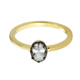 Elegant Small Oval 3A CZ Ring | Refined Dual-Tone Gunmetal Design for Premium Jewelry Brands