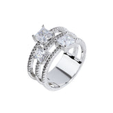 Triple-Row Square-Cut CZ Ring | Available in Gold & Silver | OEM Jewelry Manufacturer