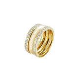 Premium 3-Piece Stainless Steel Ring Set – Dual Pavé Bands + High-Polish Dome Band