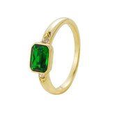 Emerald-Green Baguette Rhinestone Ring – Fine-Jewelry Look, High-Quality Imitation Gold Plating