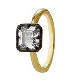 Two-Tone Emerald-Cut CZ Ring with Blackened Frame