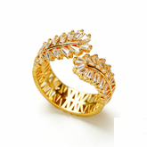 Baguette CZ Open Ring – 14K Gold Plated Statement Design