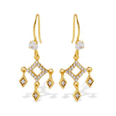 Sterling Silver Zircon Earrings | Geometric Drop Dangle Earrings | Luxury 925 Statement Jewelry