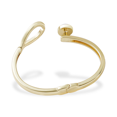 14K Gold Plated Zinc Alloy Pearl Bangle | Minimalist Open Design Fashion Bracelet | Wholesale Modern Jewelry Manufacturer (OEM/ODM)