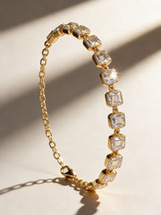 14K Gold Plated Square CZ Tennis Bracelet