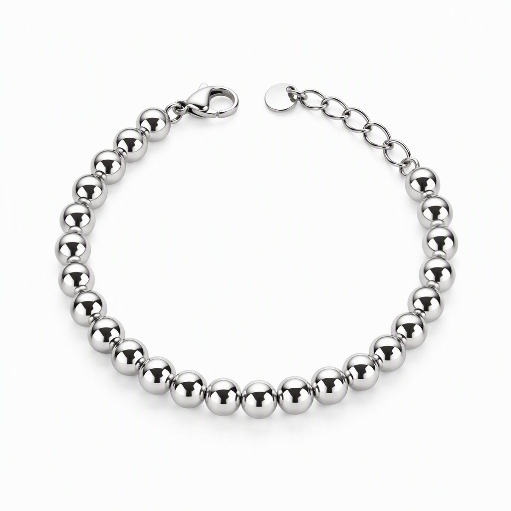 High-Margin Best Seller | Sleek Stainless Steel Ball Bead Bracelet with Extension Chain