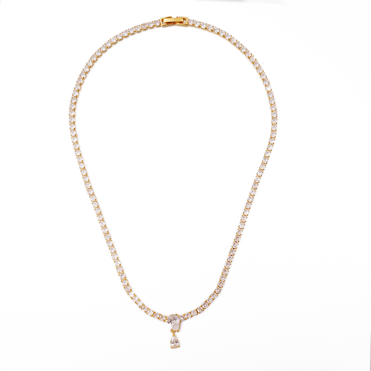 Radiant Elegance: Drop Zirconia Pendant Necklace