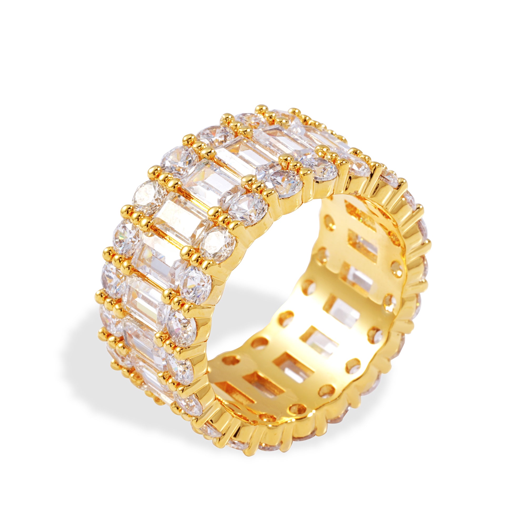 Radiant Elegance: 18K Gold Plated Baguette Eternity Ring