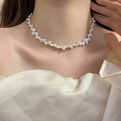 Elegant Freshwater Pearl Beaded Necklace with 14K Gold Plating