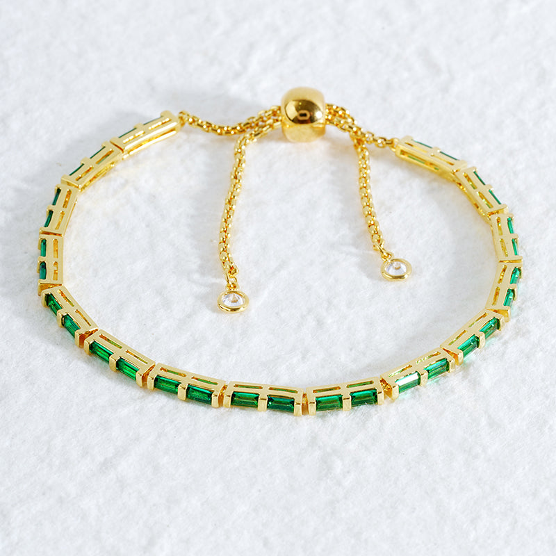 Gold Plated Adjustable Bracelet Wholesale | Baguette Cubic Zirconia Slider Bracelet | Fashion Jewelry OEM Manufacturer & Custom Supplier