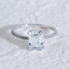 Emerald Cut CZ Ring |Gold-Plated Brass or 925 Silver Manufacturer & Wholesale Supplier