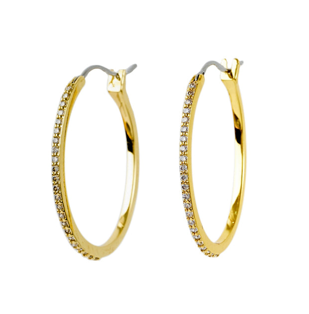 Classic Lightweight CZ Hoop Earrings – Brass/Silver Options, Gold & Rhodium Plating
