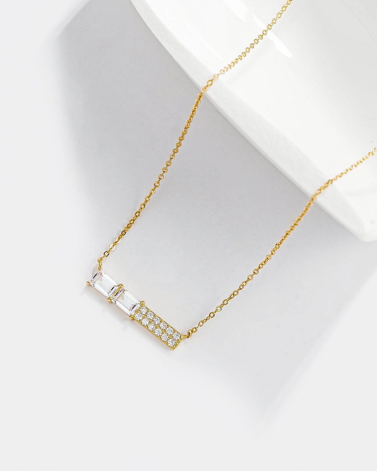 Baguette Tourmaline Bar Necklace | Gold-Plated Brass or 925 Silver OEM Jewelry Manufacturer