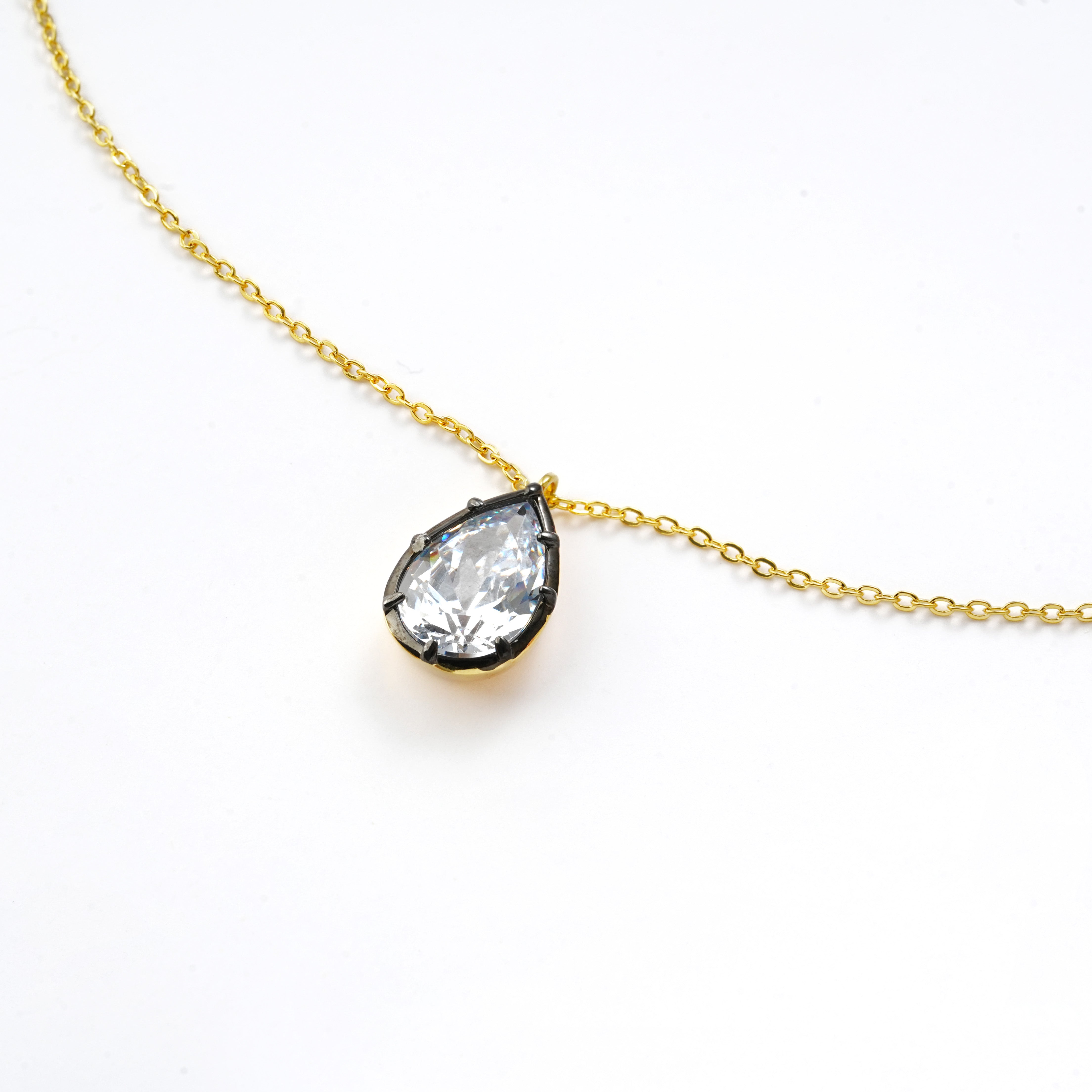 Teardrop Solitaire Pendant Necklace – 14K Gold Plated with 3A Cubic Zirconia
