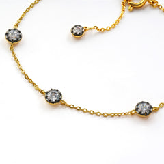 Round CZ Bracelet with Gunmetal Bezel – 14K Gold Plated