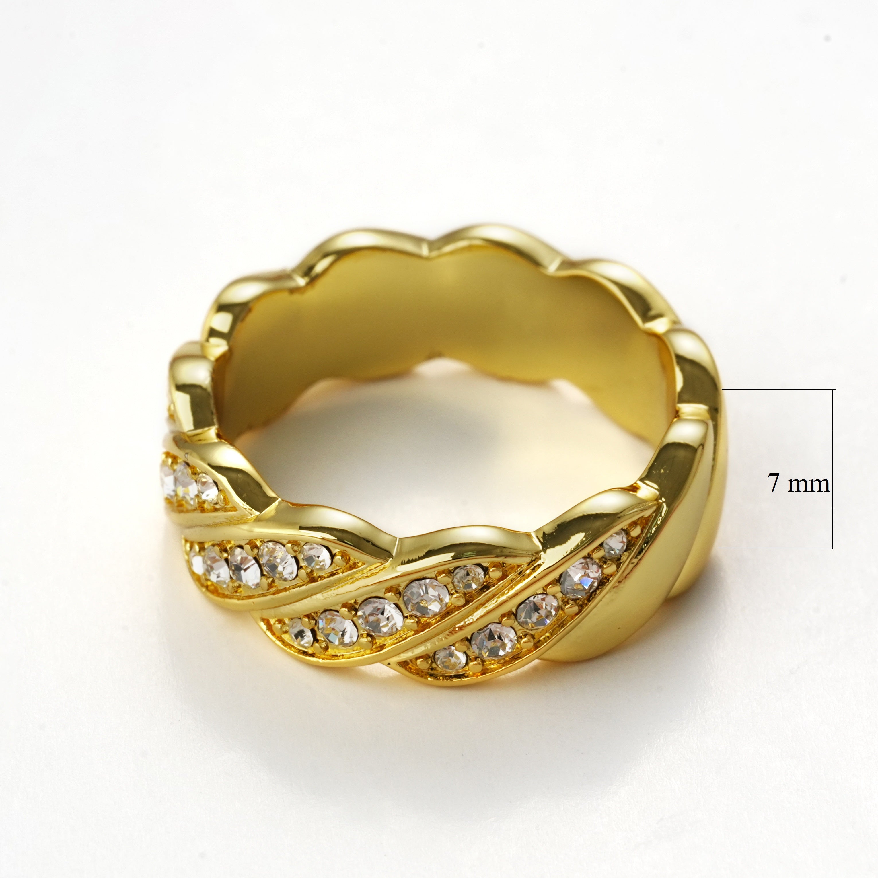 Twisted Elegance Half-Pavé Ring in 14K Gold Plating