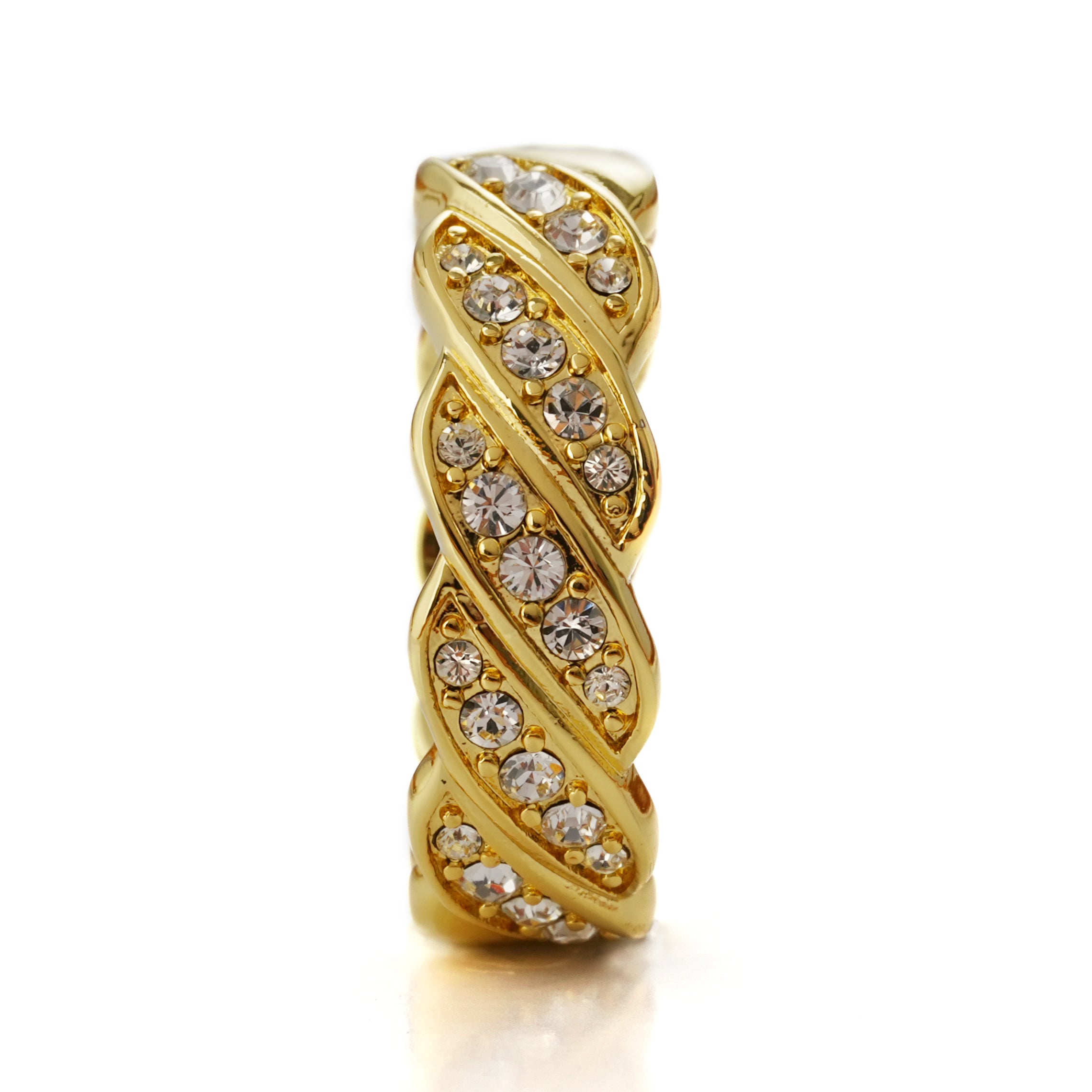Twisted Elegance Half-Pavé Ring in 14K Gold Plating