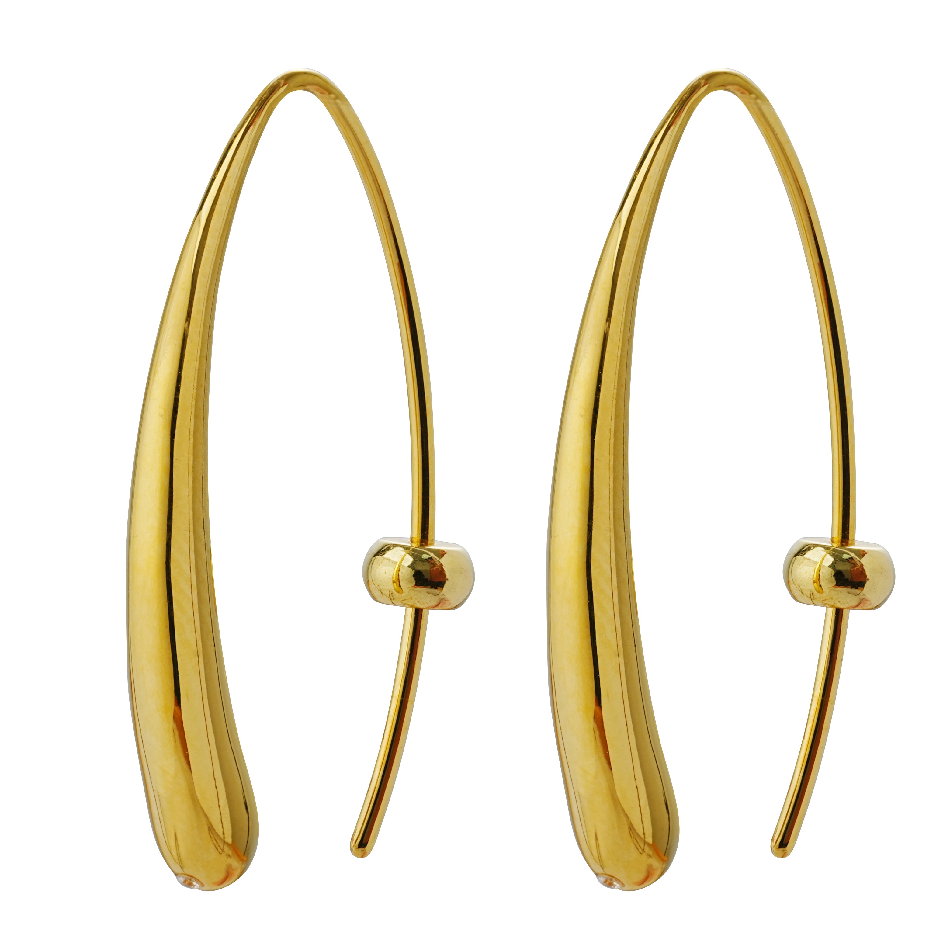 Fluid Sculptural Hook Earrings with Mirror-Polish Finish | 14K Gold Plated