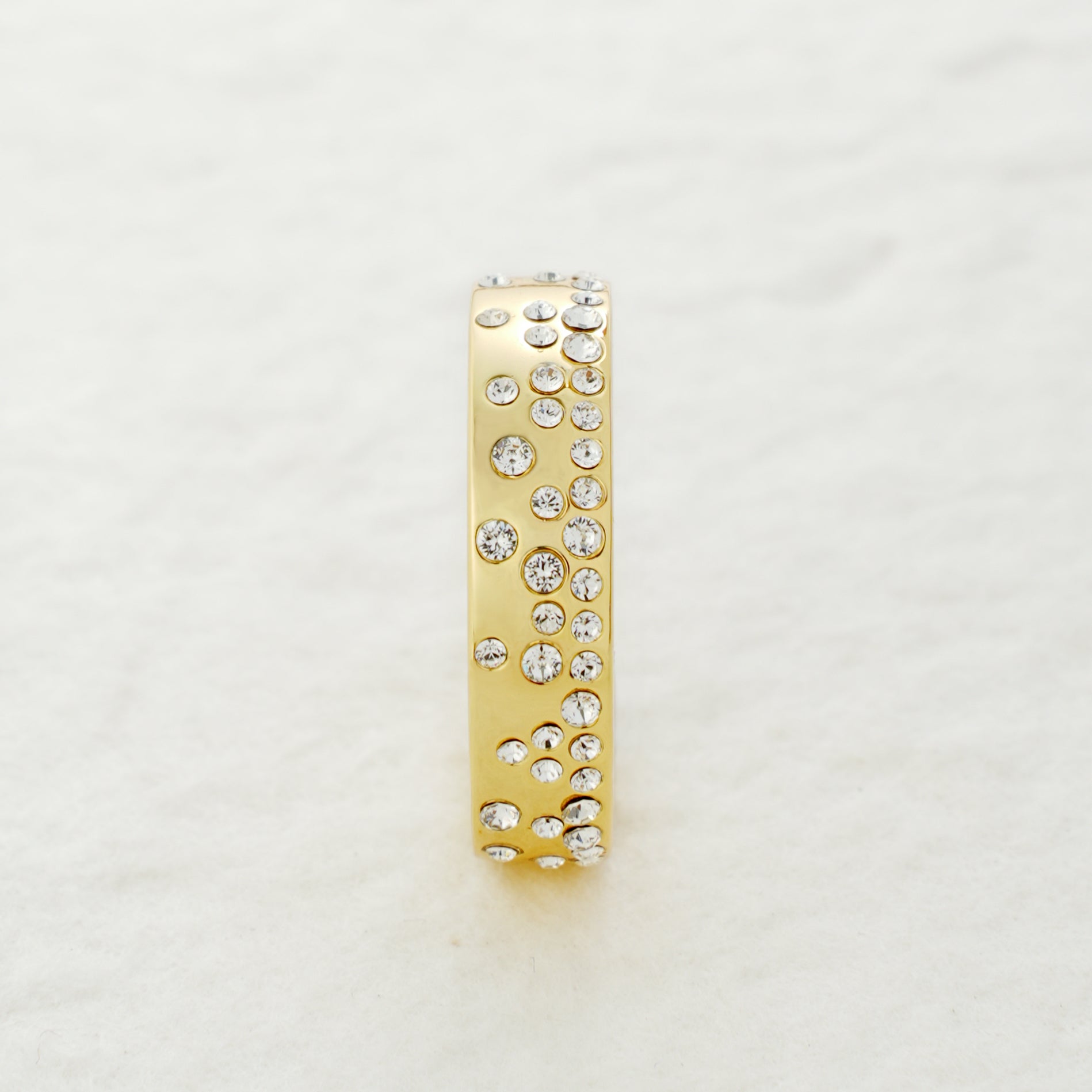 Bubble Texture Pavé Ring – 14K Gold Plated Brass | Clear Rhinestone Accents
