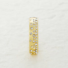 Bubble Texture Pavé Ring – 14K Gold Plated Brass | Clear Rhinestone Accents