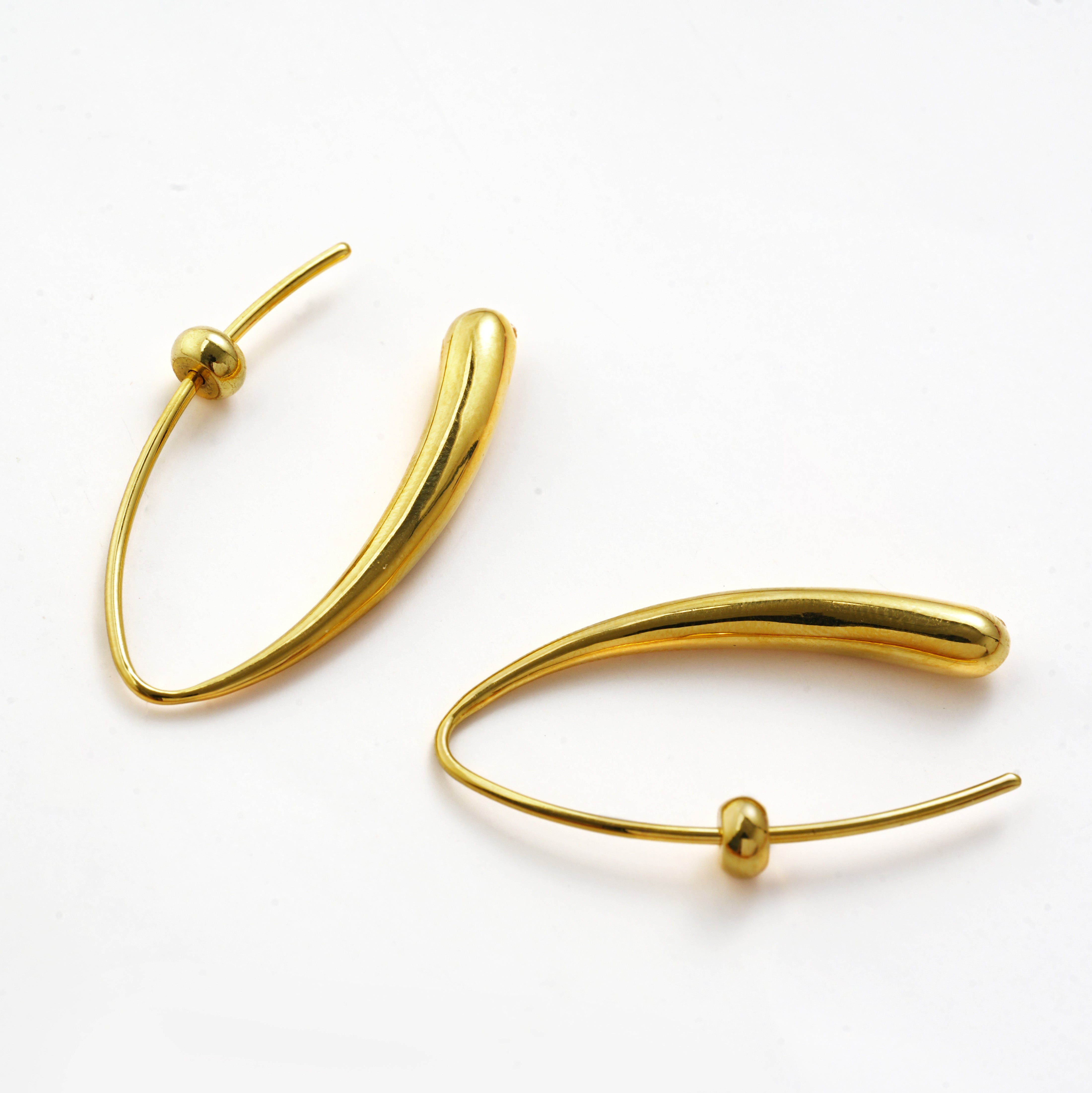 Fluid Sculptural Hook Earrings with Mirror-Polish Finish | 14K Gold Plated