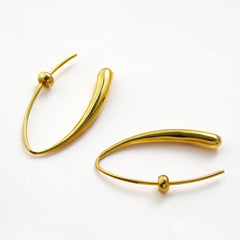 Fluid Sculptural Hook Earrings with Mirror-Polish Finish | 14K Gold Plated