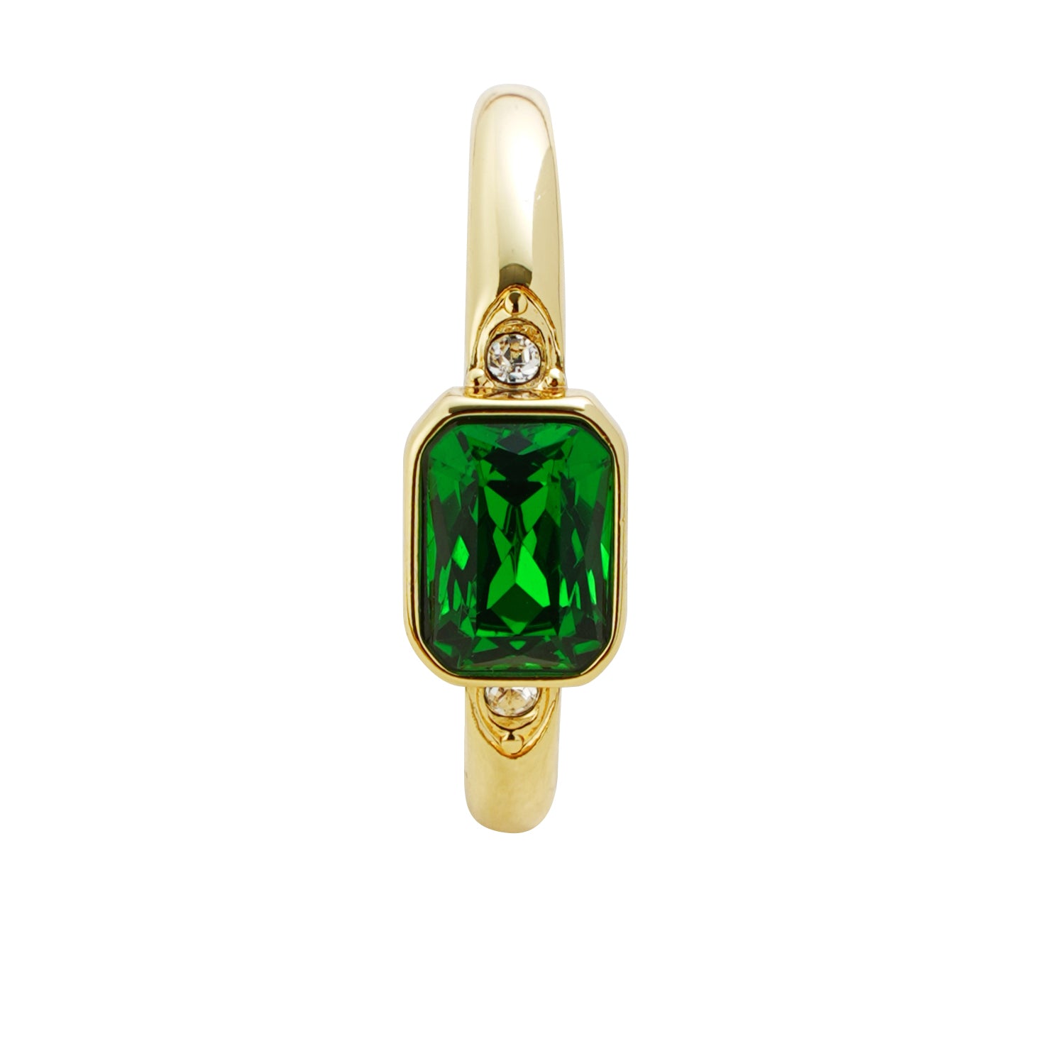 Emerald-Green Baguette Rhinestone Ring – Fine-Jewelry Look, High-Quality Imitation Gold Plating