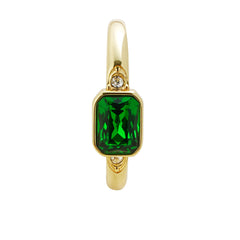 Emerald-Green Baguette Rhinestone Ring – Fine-Jewelry Look, High-Quality Imitation Gold Plating